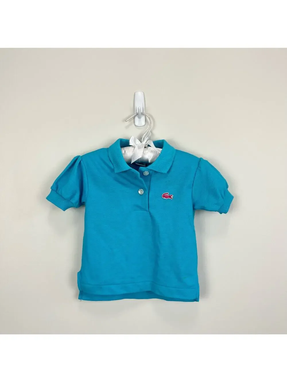 Vintage Izod Lacoste Short Sleeve Blue Polo Shirt 12 Months USA
